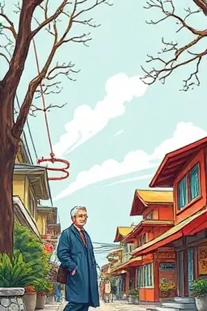 《远方来客》封面，门口行李与未熄的灯